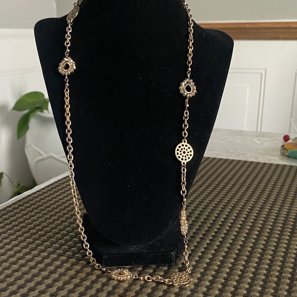 Charlies Gold-Tone Decorative Disc Long Necklace
